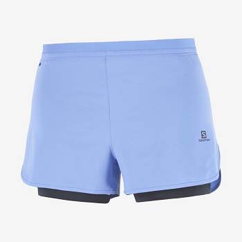 Salomon CROSS 2IN1 Shorts Dame Blå | DK-L2124