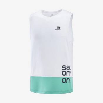 Salomon CROSS RUN GRAPHIC T Shirts Herre Hvide | DK-S2416