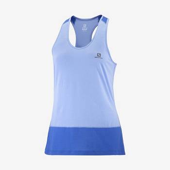 Salomon CROSS RUN T Shirts Dame Blå | DK-O1201