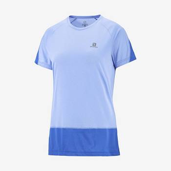 Salomon CROSS RUN T Shirts Dame Blå | DK-O1938