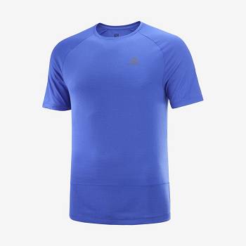 Salomon CROSS RUN T Shirts Herre Blå | DK-S1730