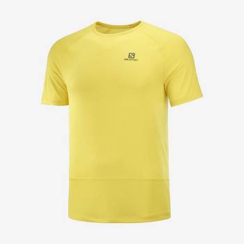 Salomon CROSS RUN T Shirts Herre Gul | DK-A2193