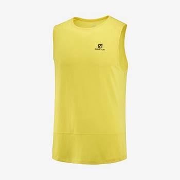 Salomon CROSS RUN T Shirts Herre Gul | DK-wO1924