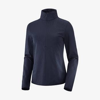 Salomon ESSENTIAL LIGHTWARM Hættetrøje Dame Mørkeblå Blå | DK-O1455