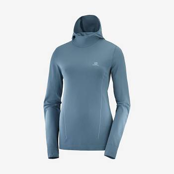 Salomon ESSENTIAL SEAMLESS Hættetrøje Dame Mørkeblå | DK-M1986