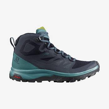 Salomon OUTLINE MID GORE-TEX Vandrestøvler Dame Sort Grøn | DK-M1699