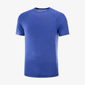 Salomon PROMO CROSS REBEL T Shirts Herre Blå | DK-O2398