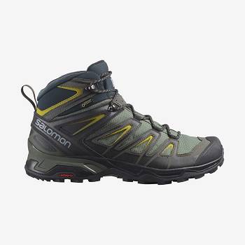 Salomon X ULTRA 3 WIDE MID GORE-TEX Vandrestøvler Herre Grå Sort Grøn | DK-A1311